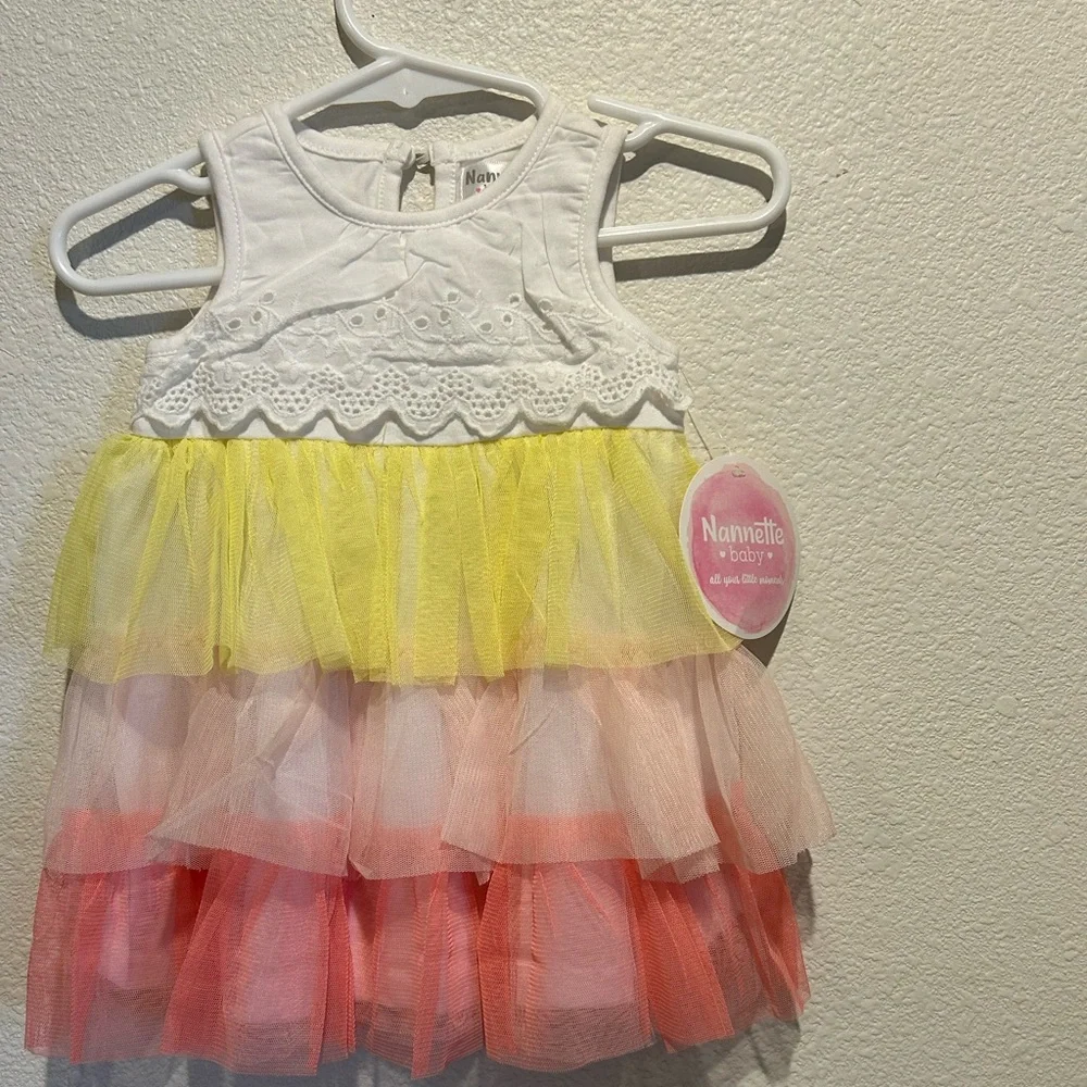Nanette Kids Yellow and Pink Tiered Casual Dress